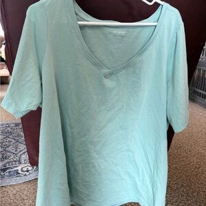 Lane Bryant Aqua V-Neck Short Sleeve Tee